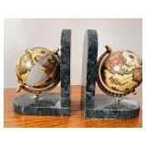 Pair of Marble Globe Bookends with John 3:16 Plaques