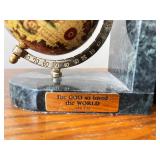 Pair of Marble Globe Bookends with John 3:16 Plaques