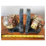 Pair of Marble Globe Bookends with John 3:16 Plaques