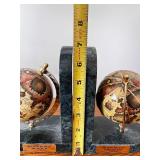 Pair of Marble Globe Bookends with John 3:16 Plaques