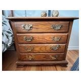 Wooden 4-Drawer Nightstand Dresser with Brass Handles