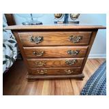 Wooden 4-Drawer Nightstand Dresser with Brass Handles