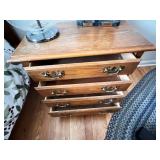 Wooden 4-Drawer Nightstand Dresser with Brass Handles
