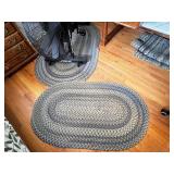 Set of 2 Oval Braided Rugs 60in x 36in Gray Blue Tones