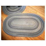 Set of 2 Oval Braided Rugs 60in x 36in Gray Blue Tones