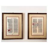 Pair of Framed Illuminated Manuscript Pages in Latin Script