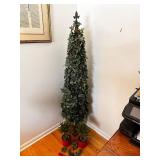 Artificial Topiary Ivy Plant with Red Pots, Decorative Picks, and Taper Candles Set