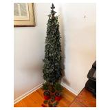 Artificial Topiary Ivy Plant with Red Pots, Decorative Picks, and Taper Candles Set