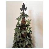 Artificial Topiary Ivy Plant with Red Pots, Decorative Picks, and Taper Candles Set