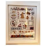 Set of 2 Framed Scandinavian Needlework Art Pieces