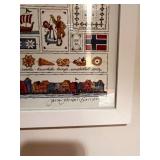 Set of 2 Framed Scandinavian Needlework Art Pieces