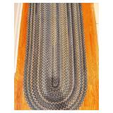 Blue and Tan Braided Oval Hallway Runner Rug 2ft x 8ft