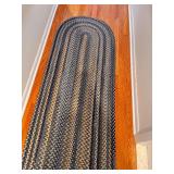 Blue and Tan Braided Oval Hallway Runner Rug 2ft x 8ft