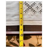 Framed Vintage Hand-Embroidered Linen Table Runner with Cutwork