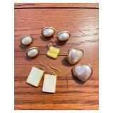 Collection of Vintage Costume Earrings Including Heart, Oval, and Geometric Designs