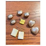 Collection of Vintage Costume Earrings Including Heart, Oval, and Geometric Designs