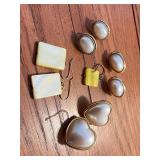 Collection of Vintage Costume Earrings Including Heart, Oval, and Geometric Designs