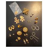 Collection of Vintage and Modern Gold-Tone Earrings and Charms