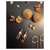 Collection of Vintage and Modern Gold-Tone Earrings and Charms