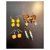 Set of 4 Pairs of Colorful Dangle Earrings