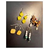 Set of 4 Pairs of Colorful Dangle Earrings