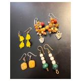 Set of 4 Pairs of Colorful Dangle Earrings