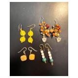 Set of 4 Pairs of Colorful Dangle Earrings