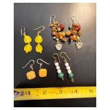 Set of 4 Pairs of Colorful Dangle Earrings