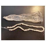 Pearl Bead Necklace Strand and Silver Ring in Gift Box