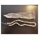 Pearl Bead Necklace Strand and Silver Ring in Gift Box
