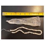 Pearl Bead Necklace Strand and Silver Ring in Gift Box