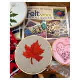 Embroidery Hoop Art Set of 5 - Heart & Leaf Designs with Threads & Patterns