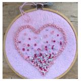 Embroidery Hoop Art Set of 5 - Heart & Leaf Designs with Threads & Patterns