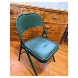 Green Vinyl-Padded Folding Chair, Steel Frame - Portable Indoor/Outdoor Seating