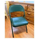 Green Vinyl-Padded Folding Chair, Steel Frame - Portable Indoor/Outdoor Seating