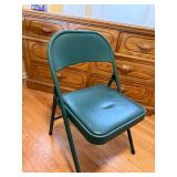 Green Vinyl-Padded Folding Chair, Steel Frame - Portable Indoor/Outdoor Seating