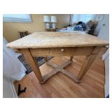 Farmhouse Wood Table with Drawer - 40 in L x 28 in W x 30 in H - X-Base