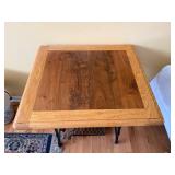 Antique Treadle Sewing Table - Oak Top & Cast-Iron Base with Open Mesh Storage Shelf