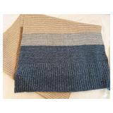 Knitted Blankets - Gradient Color-Block Throw & Beige Ribbed Throw (Lot of 2)