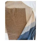 Knitted Blankets - Gradient Color-Block Throw & Beige Ribbed Throw (Lot of 2)