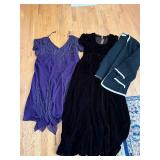 JKARA Purple Beaded Cocktail Dress 24W & Jones New York Merino Wool Coat 3X & Black Velvet Dress
