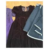 JKARA Purple Beaded Cocktail Dress 24W & Jones New York Merino Wool Coat 3X & Black Velvet Dress