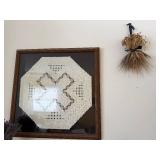 Handmade Crochet Doily Wall Art - Large Octagonal Lace, Framed Display