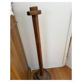 Antique Wooden Floor Pedestal - Octagonal Base, Tall Post, Top Crossbars