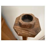 Antique Wooden Floor Pedestal - Octagonal Base, Tall Post, Top Crossbars