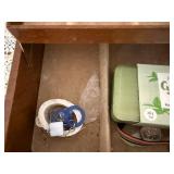 Vintage Brown Jewelry Box - Divided Tray with Assorted Jewelry Findings Inside