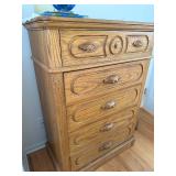 Oak Dresser Chest - 7-Drawer with Ornate Shell Pulls
