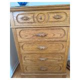 Oak Dresser Chest - 7-Drawer with Ornate Shell Pulls