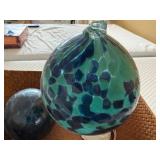 Glass Ball Ornaments - Mosaic Teal/Blue (Lot of 2)