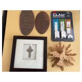 Framed Cross Pendant - Oval Wall Plaques - Sunburst Wood Decor - 3M Claw Hanger Kit (Lot of 5)